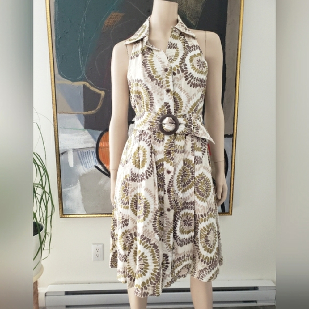 ☀️ Linen-blend Halter Shirtdress - Picture 1 of 14